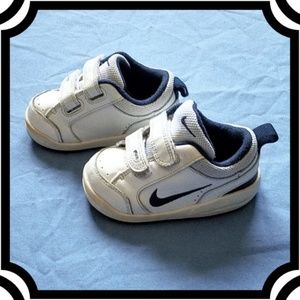 Nike White & Blue Velcro Baby Sneakers